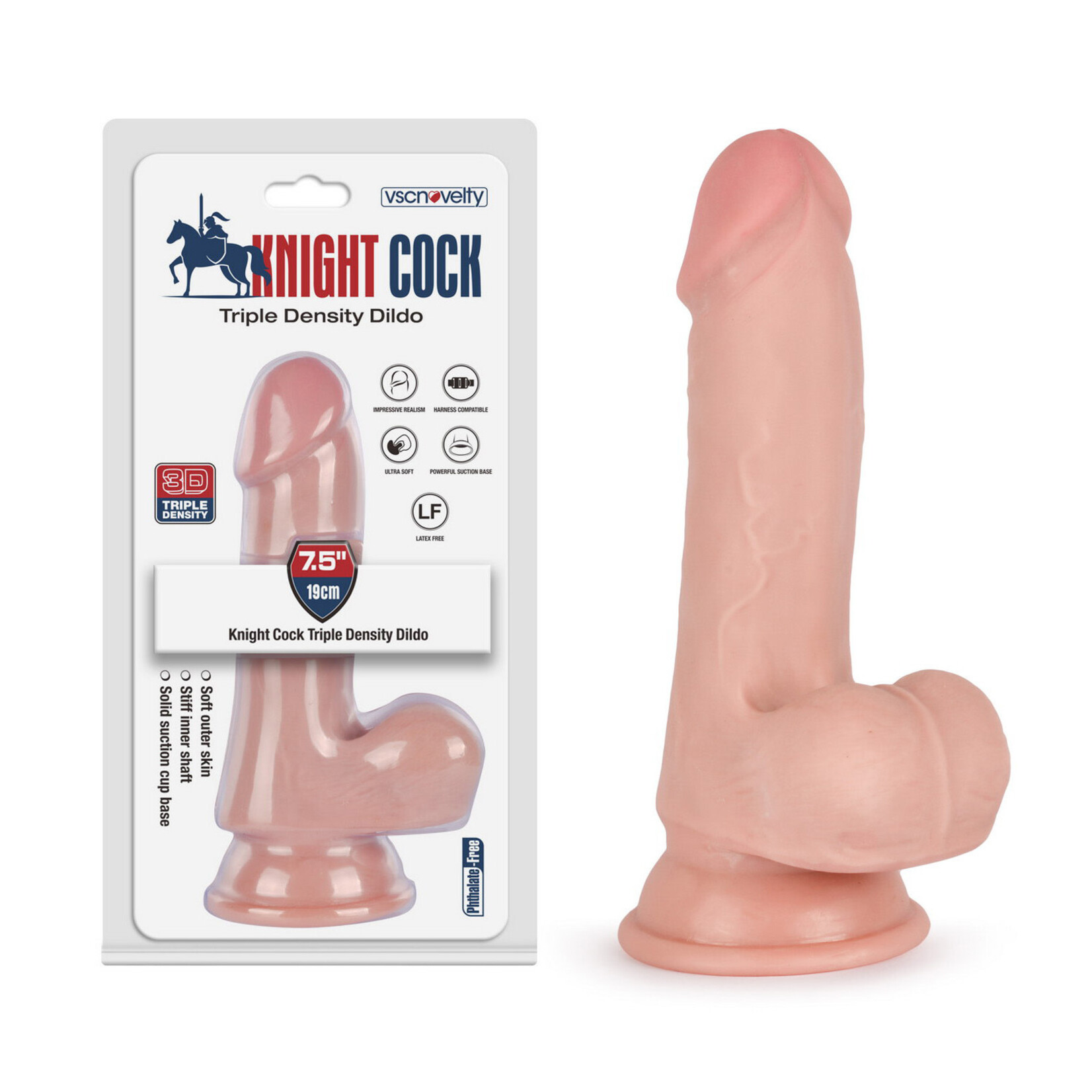 7.5" KNIGHT COCK 3D TRIPLE DENSITY DILDO