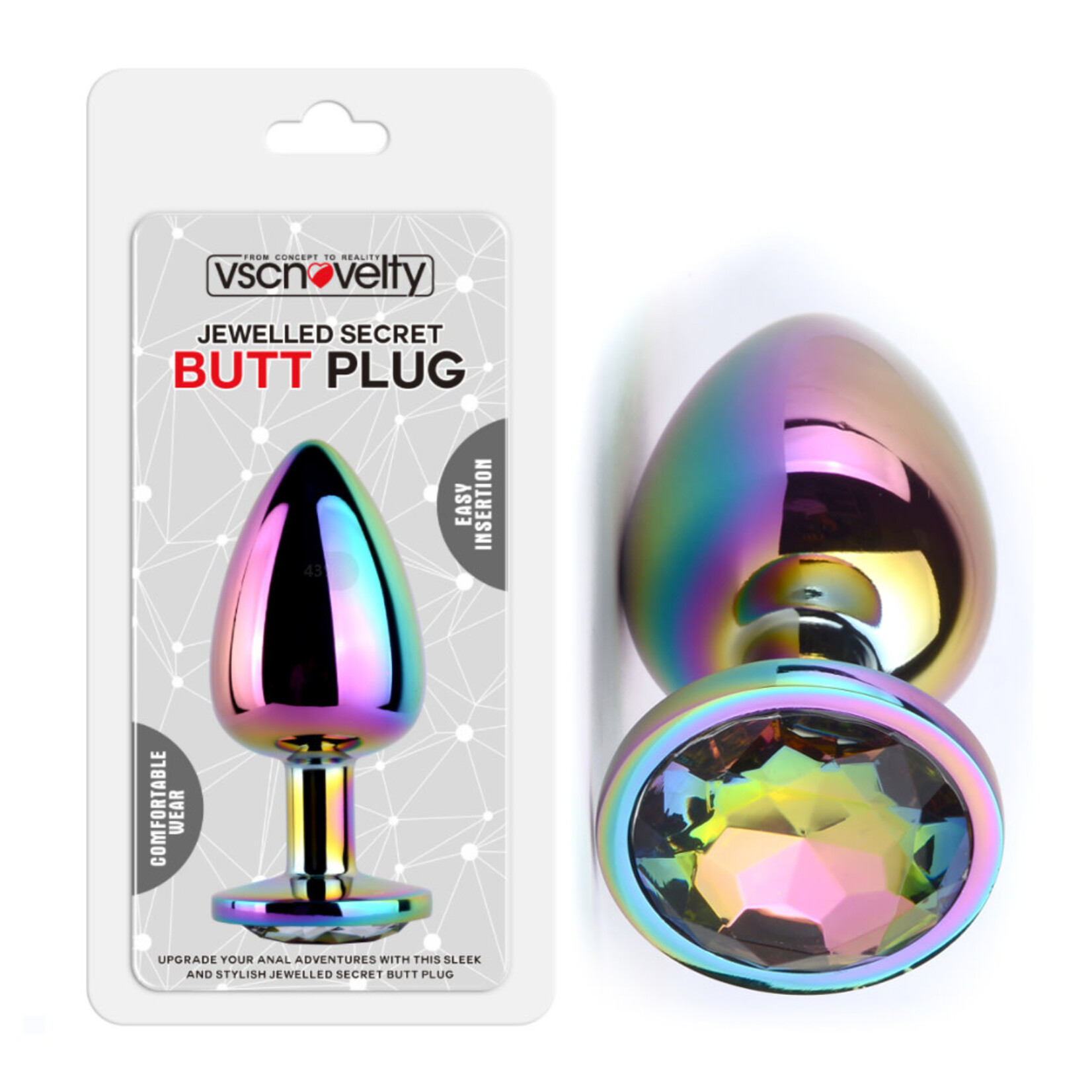 JEWELLED SECRET BUTT PLUG RAINBOW -MEDIUM