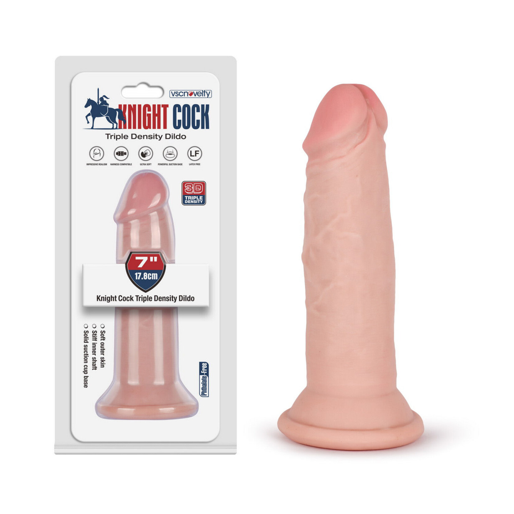 7" KNIGHT COCK 3D TRIPLE DENSITY DILDO