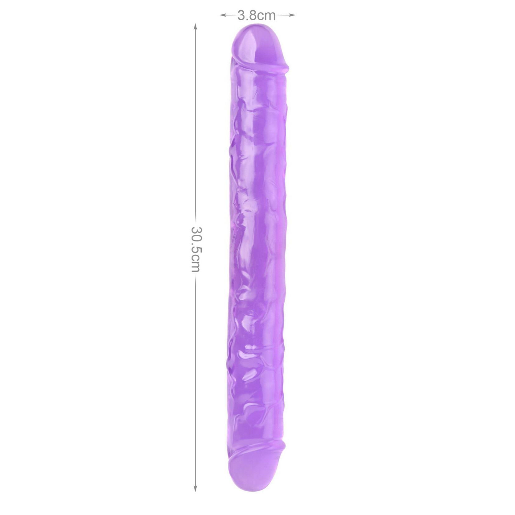 12" MR. RUDE -CRYSTAL JELLIES REALISTIC DOUBLE-ENDED DILDO PURPLE
