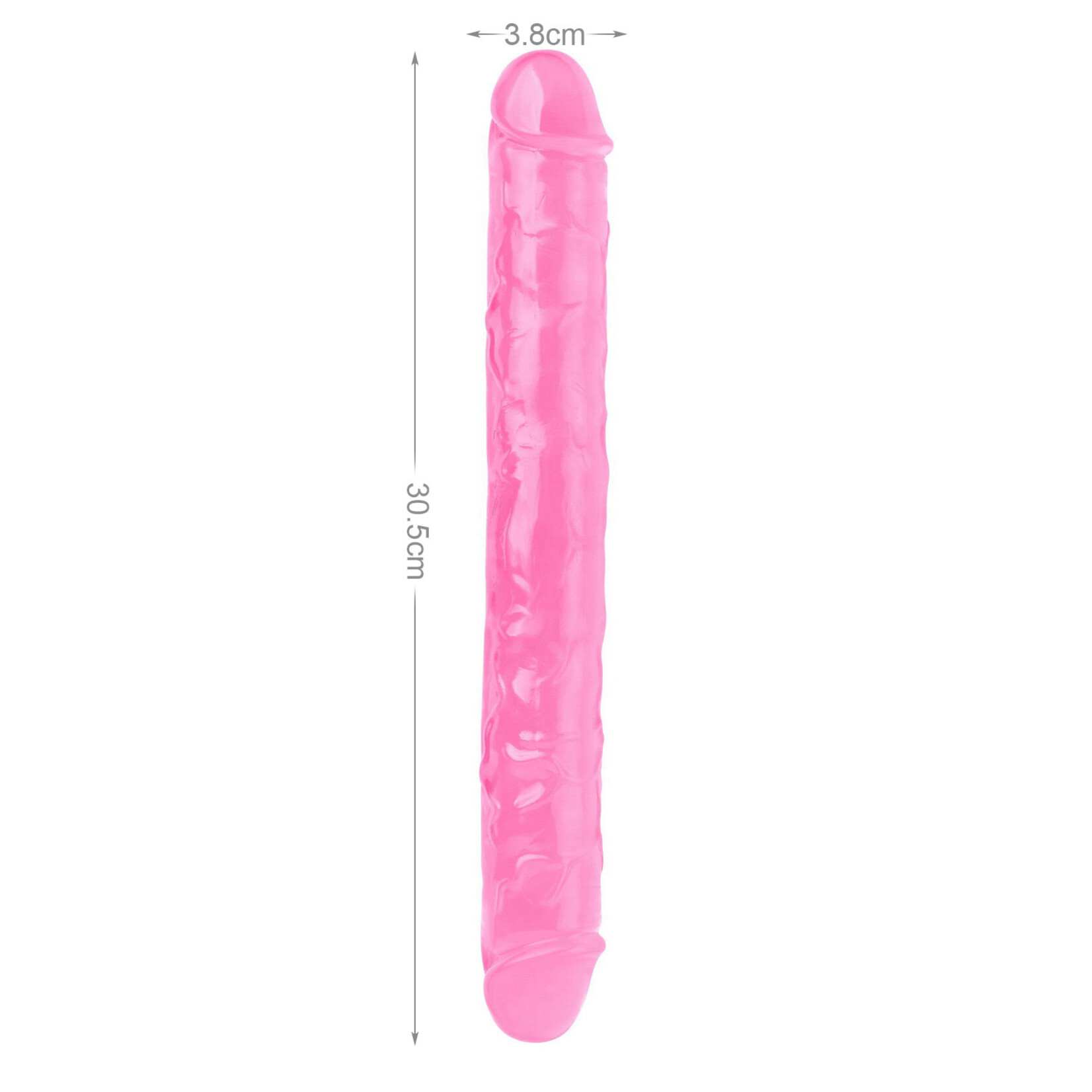 12" MR. RUDE -CRYSTAL JELLIES REALISTIC DOUBLE-ENDED DILDO PINK