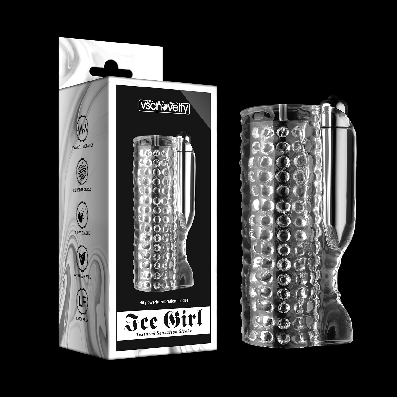 10 SPEED VIBRATION ICE GIRL TEXTURED SENSATION STROKER