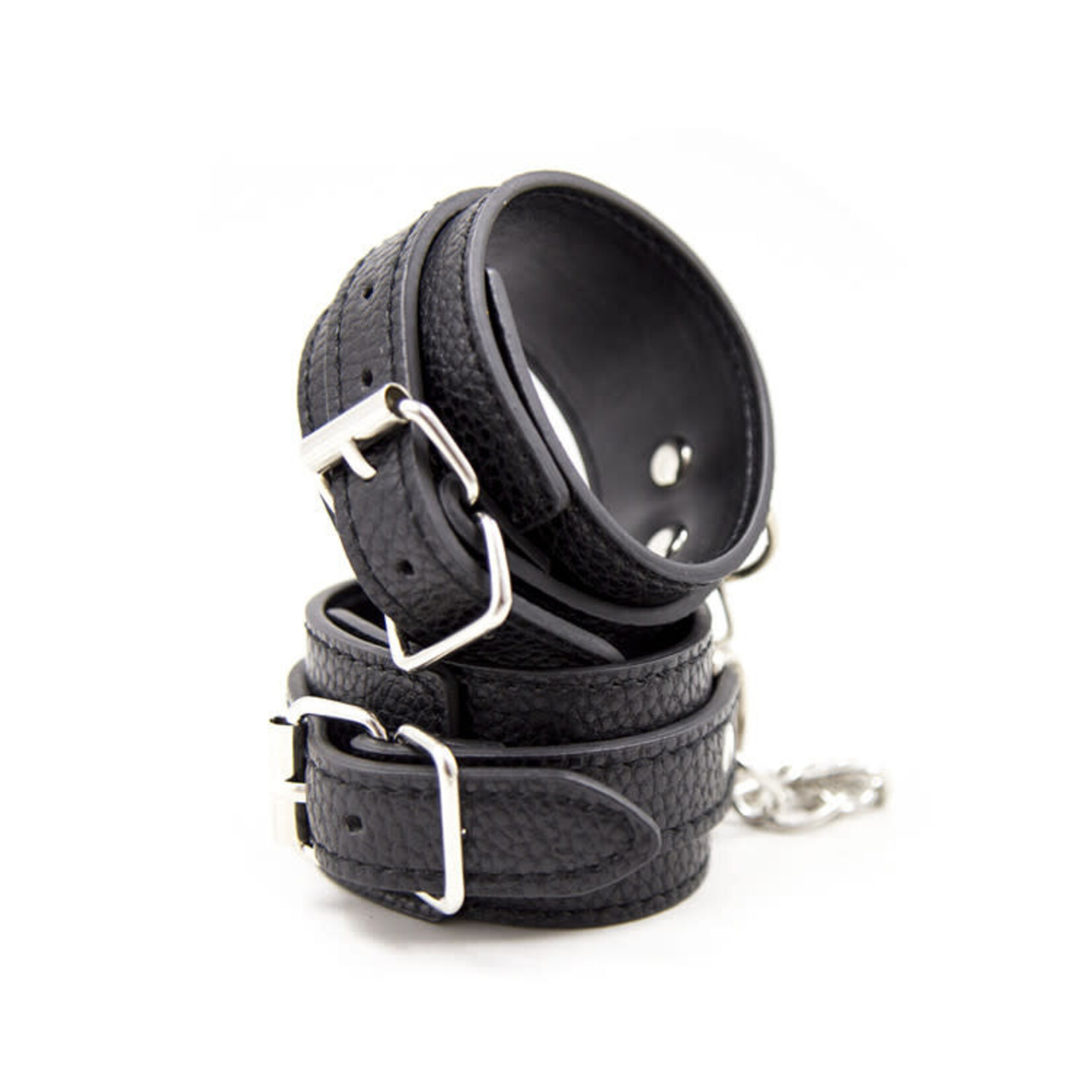 FETISH BOUTIQUE FAUX LEATHER WRIST CUFFS BLACK
