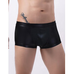 OH YEAH! -  BLACK SEXY PU LEATHER HIP HOLLOW MEN BOXER X-LARGE BLACK