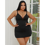 OH YEAH! -  BLACK SEXY MODAL LACE BOW SUSPENDER NIGHTDRESS X-LARGE BLACK