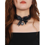 OH YEAH! -  BLACK SEXY BOW LACE BELL NECK RING ONE SIZE BLACK