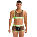 OH YEAH! -  GREEN MEN SEXY FISHNET SEE THROUGH LINGERIE SET SMALL GREEN