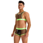 OH YEAH! -  GREEN MEN SEXY FISHNET SEE THROUGH LINGERIE SET MEDIUM GREEN