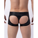 OH YEAH! -  BLACK SEXY PU LEATHER HIP HOLLOW MEN BOXER SMALL BLACK