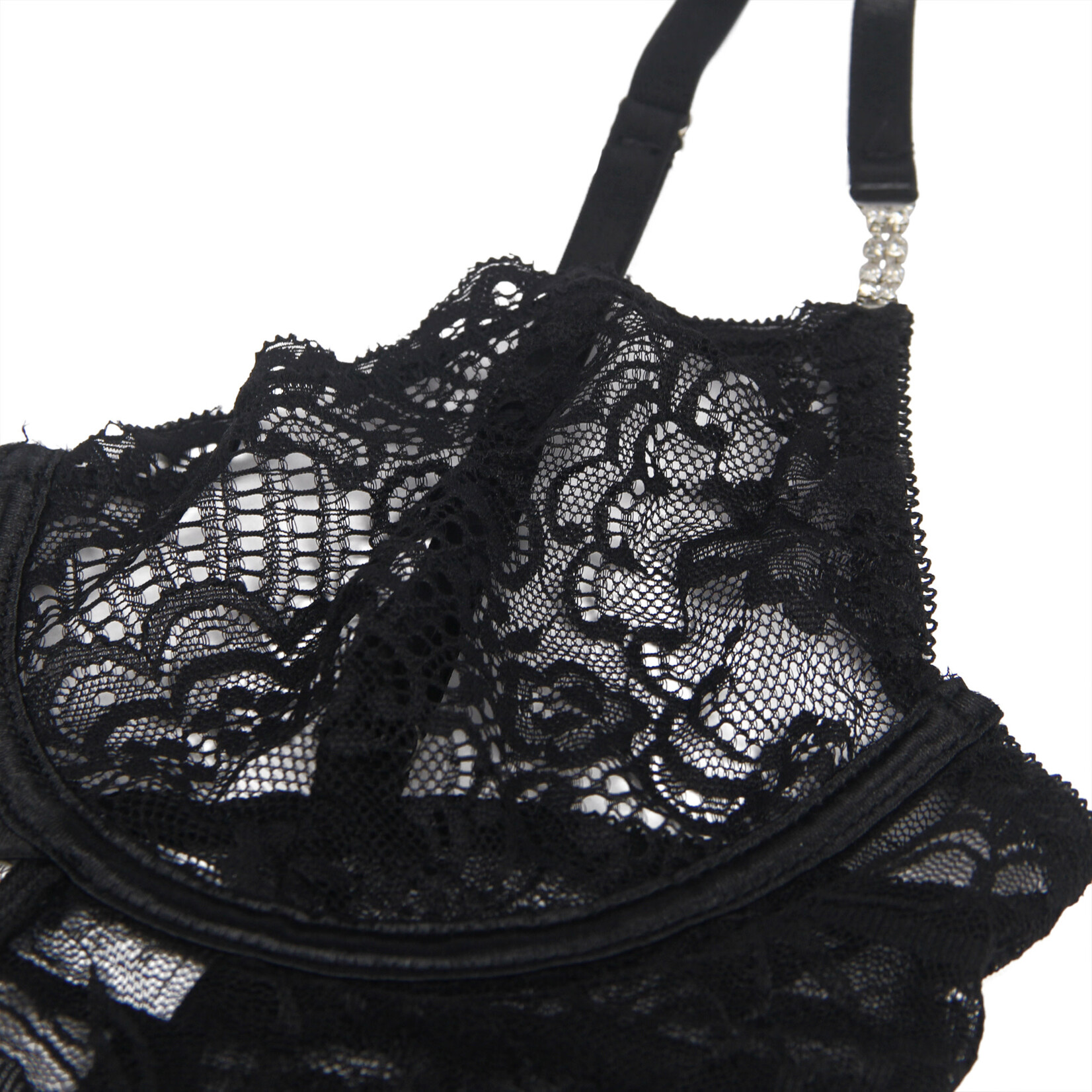 OH YEAH! -  BLACK LACE WITH UNDERWIRE ADJUSTABLE STRAPS BABYDOLL XS-S AS SHOWN