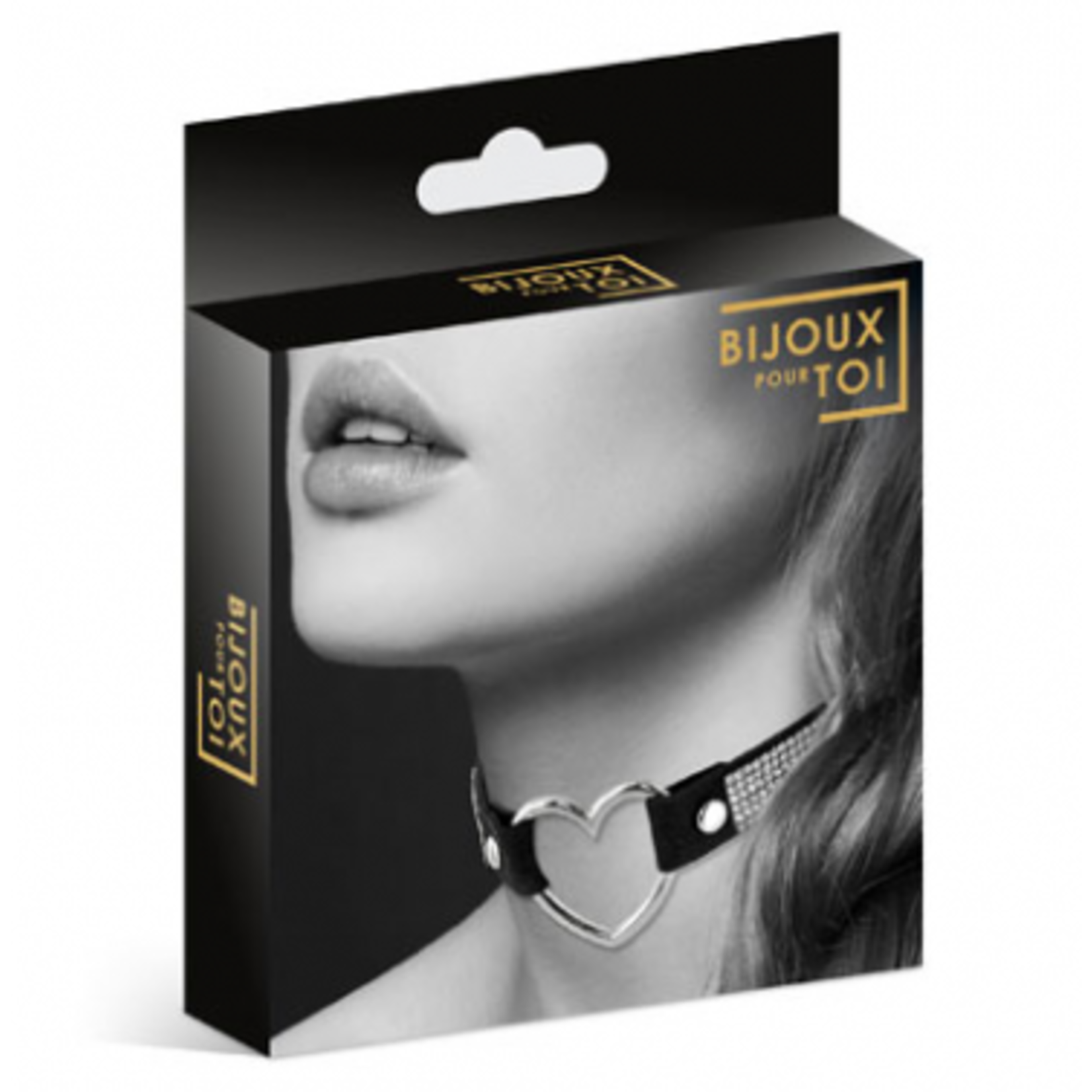 BPT RHINESTONES SILVER HEART CHOKER