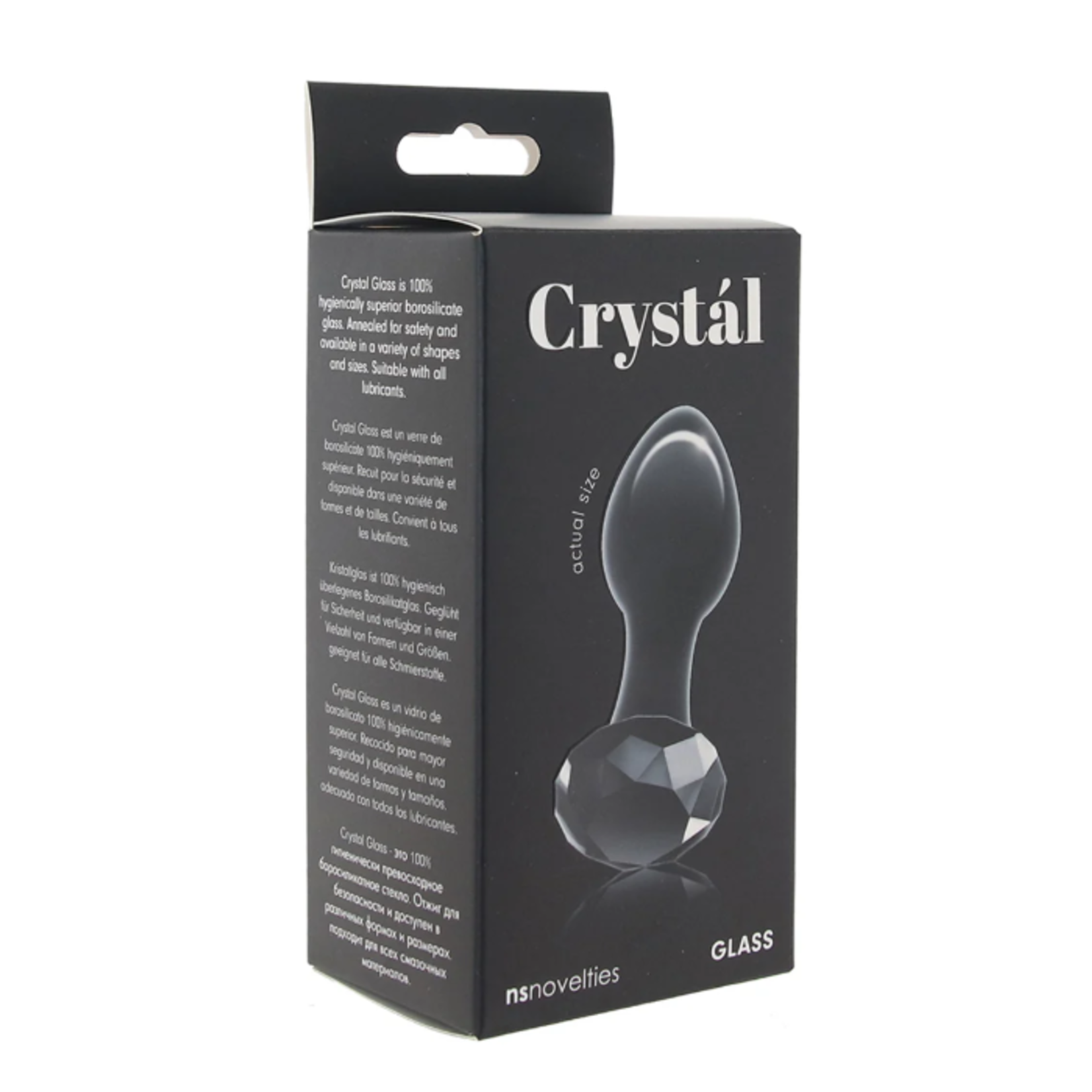 CRYSTAL GLASS GEM PLUG IN BLACK