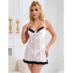 OH YEAH! -  WHITE SEXY LACE RUFFLED SUSPENDER NIGHTDRESS X-LARGE WHITE