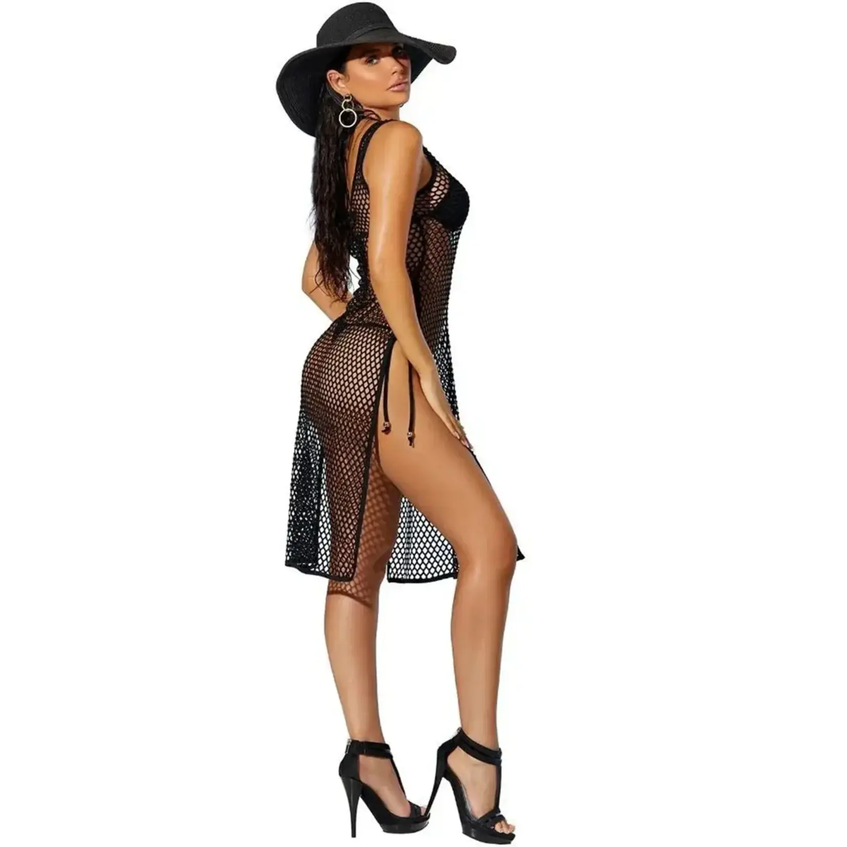 ELEGANT MOMENTS ELEGANT MOMENTS - SWIM COVER UP DRESS - BLACK - L/XL