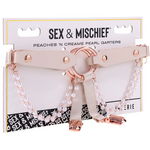 S&M PEACHES 'N CREAME PEARL GARTERS