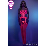 MUSIC LEGS MUSIC LEGS ROUND CUTOUT BODYSTOCKING HOT PINK O/S