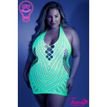 FANTASY LINGERIE FANTASY LINGERIE GLOW CHEMISE NEON GREEN QUEEN