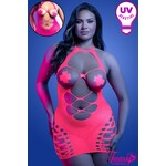 FANTASY LINGERIE FANTASY LINGERIE UV REACTIVE DRESS NEON PINK QUEEN