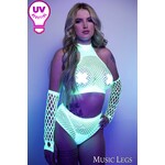 MUSIC LEGS MUSIC LEGS RHINESTONE NET 3PC NEON GREEN O/S