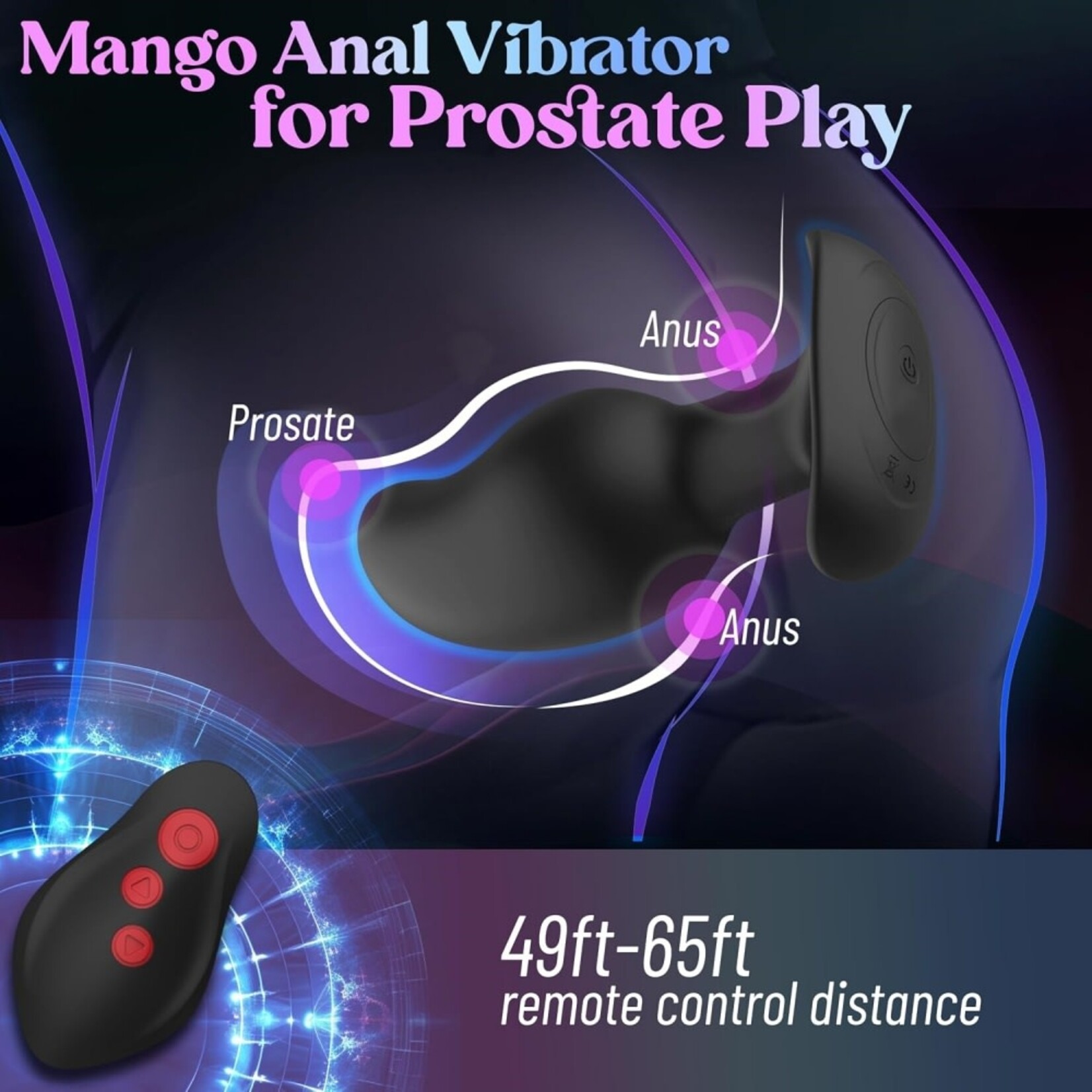 PASSION PLACE 8-SPEED RECHARGEABLE BLACK ELECTRO SHOCK BUTT PLUG WITH REMOTE CONTROL