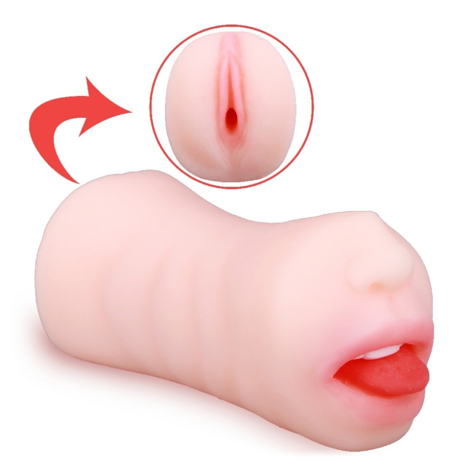 PASSION PLACE 1.1LB FLESH TPE REALISTIC MASTURBATOR  WITH NOSE AND MOUTH