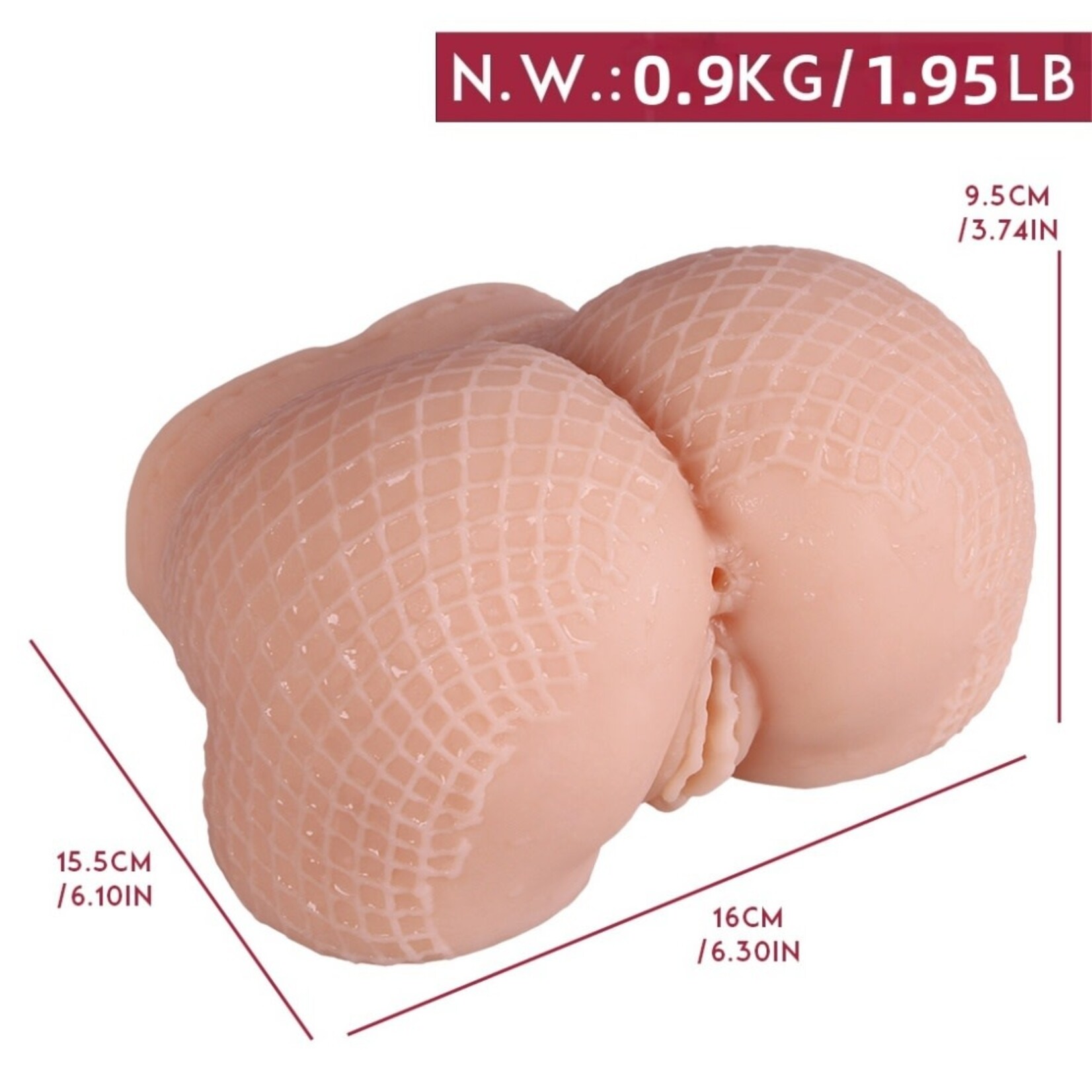 PASSION PLACE 1.95LB MOLDED FISHNET STOCKINGS TEXTURE LIFE-LIKE WHITE FLESH TPE MINI TORSO FOR MEN