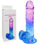 PASSION PLACE 7.09'' CLEAR PURPLE & BLUE TPE DILDO WITH STRONG SUCTION CUP