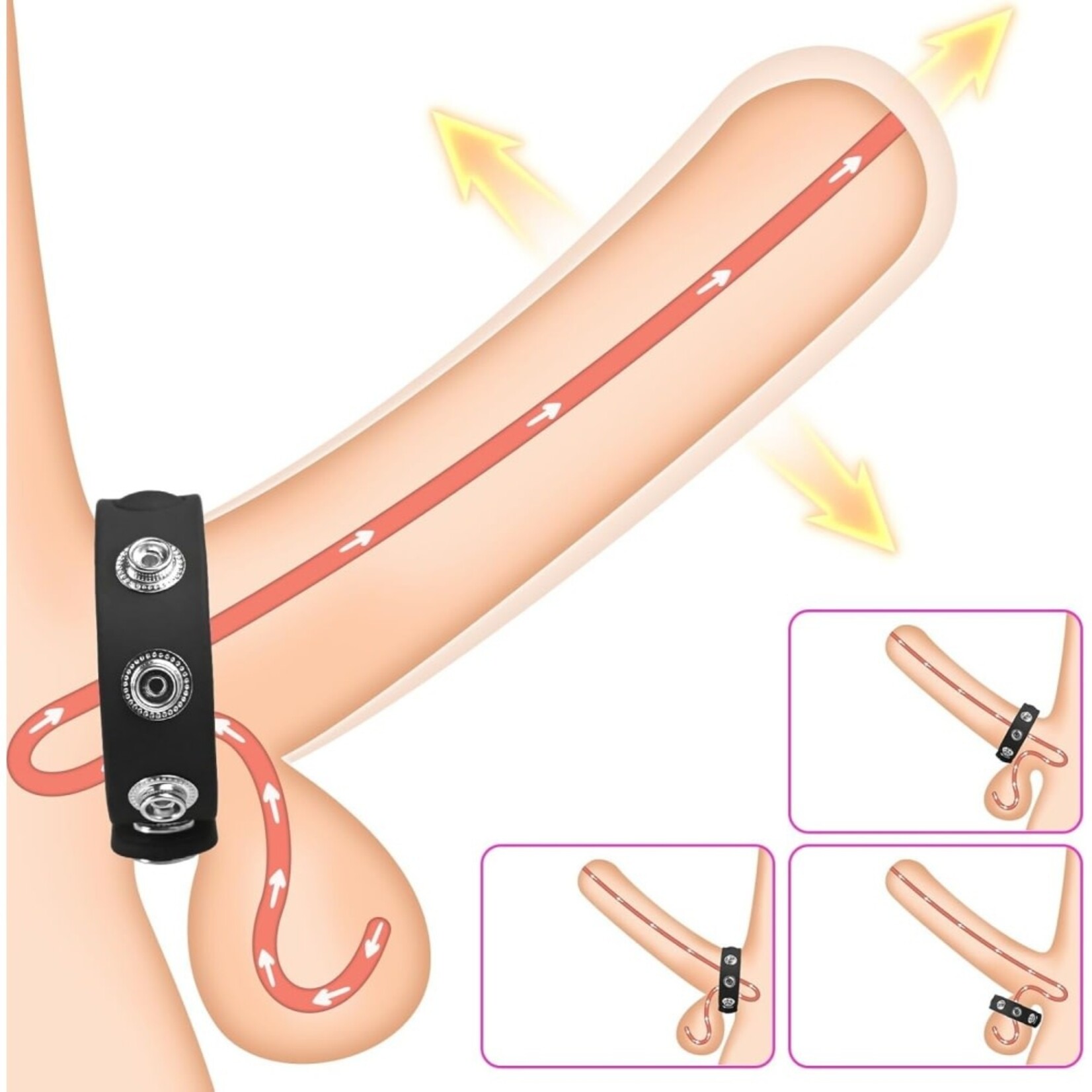 PASSION PLACE BLACK ADJUSTABLE SILICONE COCK RING STRAP