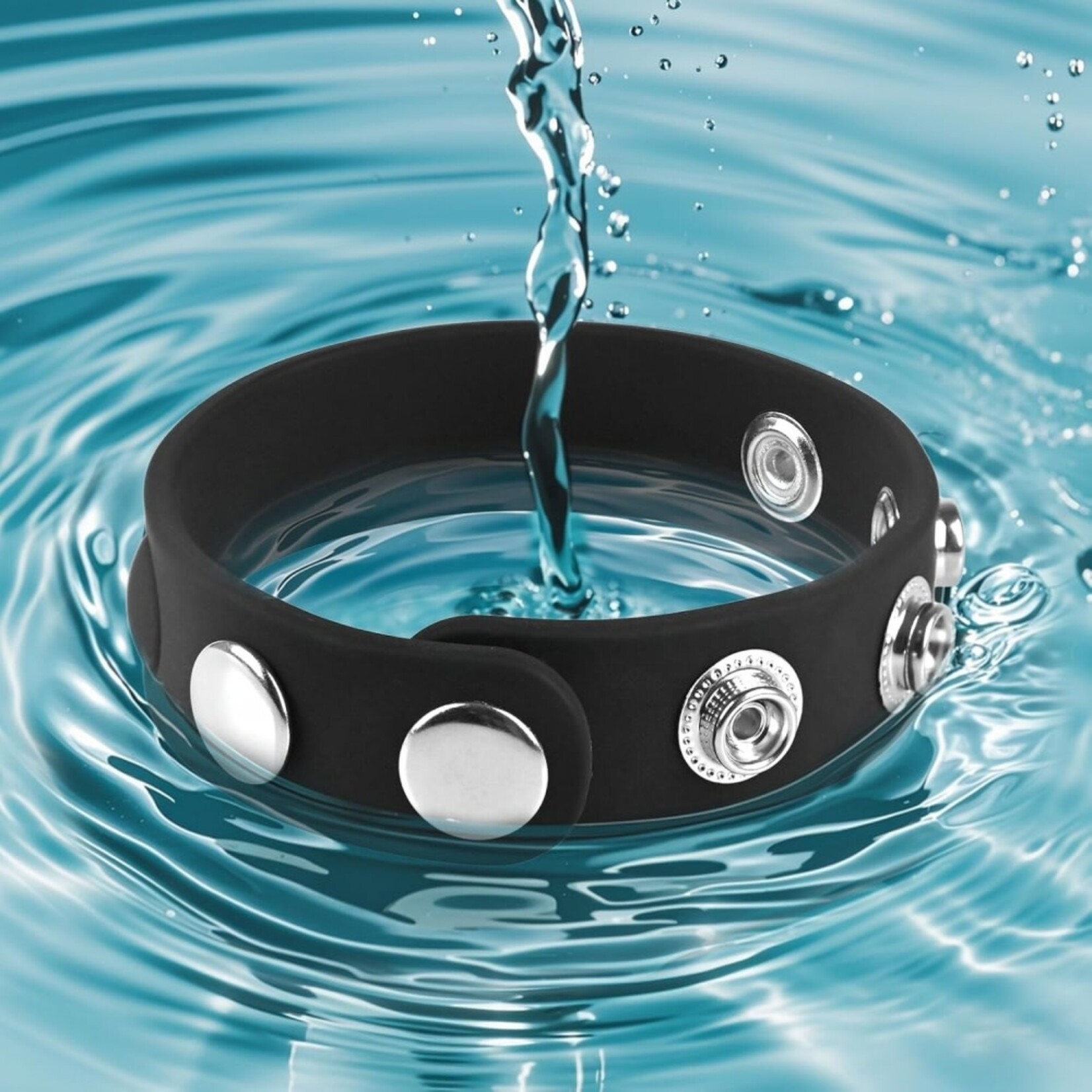PASSION PLACE BLACK ADJUSTABLE SILICONE COCK RING STRAP