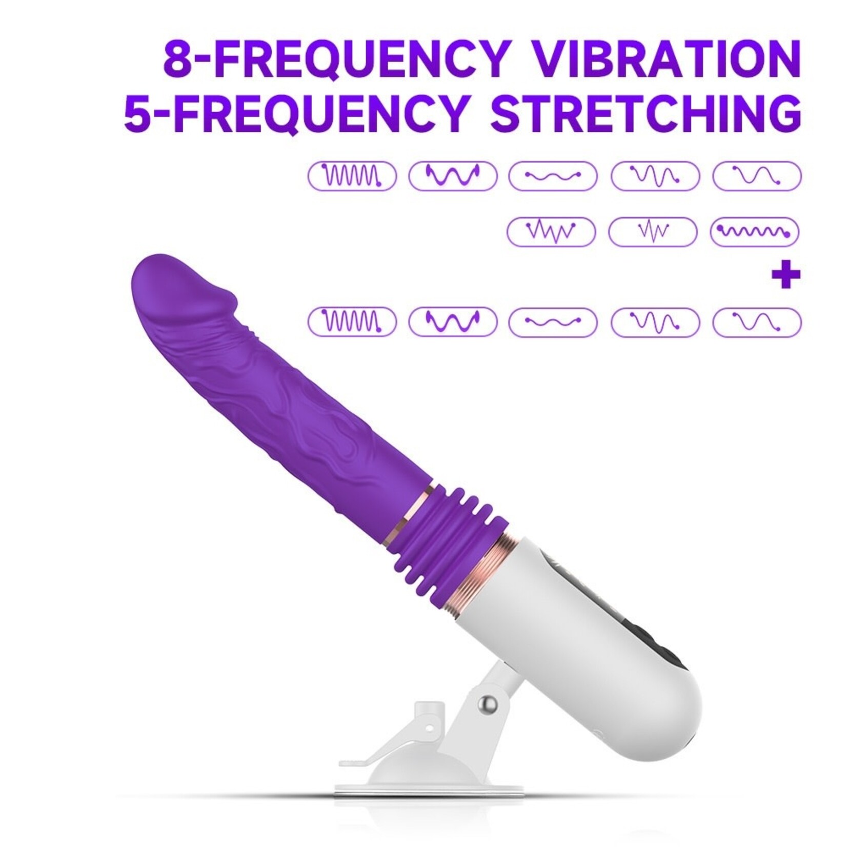 PASSION PLACE 8-SPEED RECHARGEABLE PURPLE SILICONE THRUSTING SEX MACHINE WITH STRONG SUCTION CUP