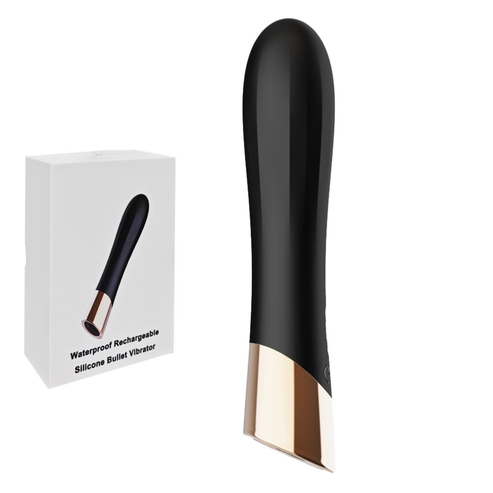 PASSION PLACE 10 MODES BLACK WATERPROOF RECHARGEABLE SILICONE BULLET VIBRATOR