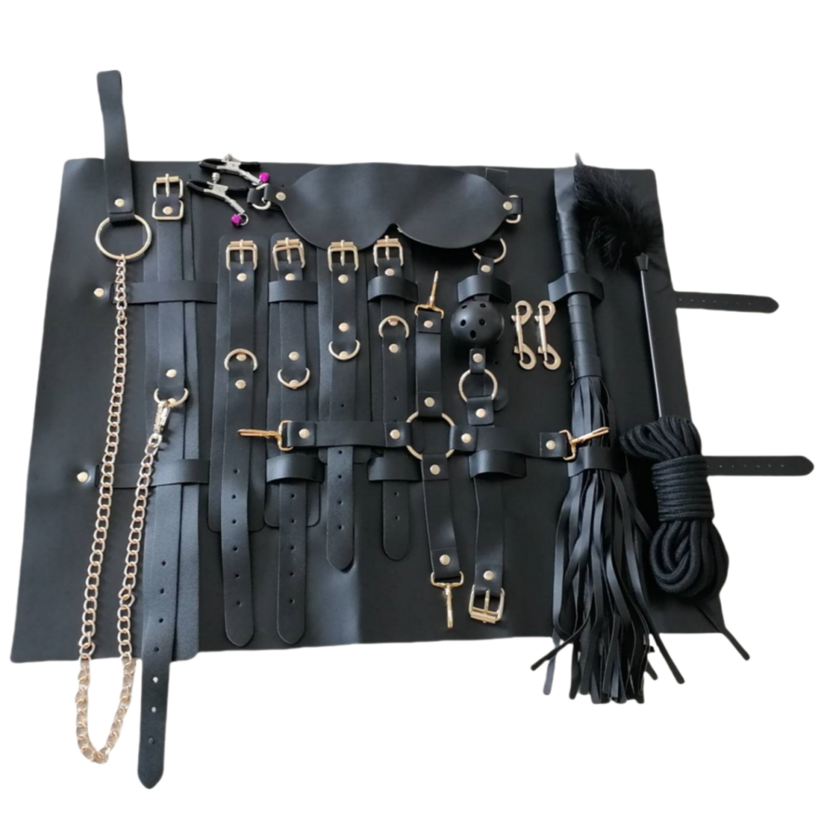PASSION PLACE 10-PIECE COMPLETE BDSM BONDAGE SET WITH ORGANIZER POUCH