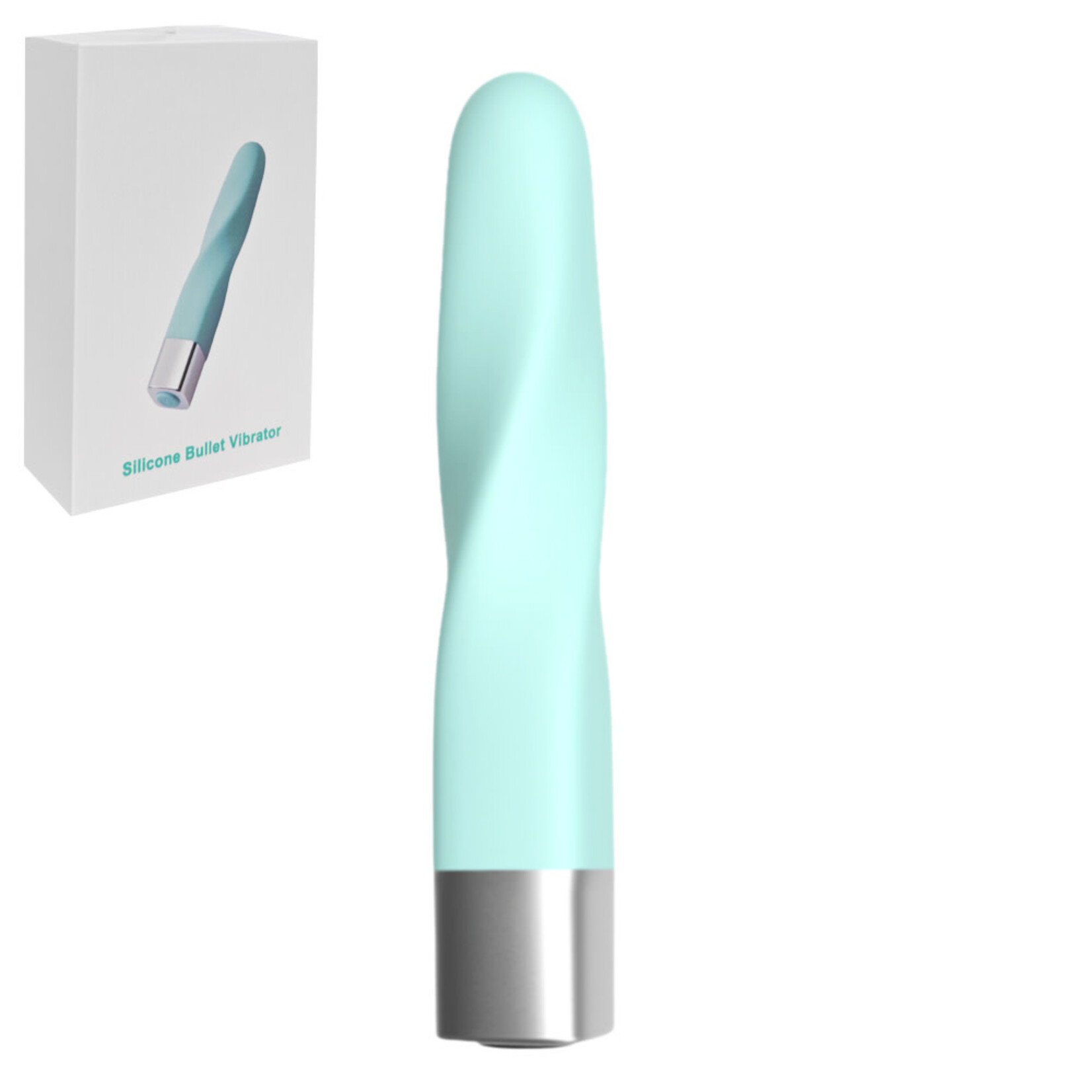 PASSION PLACE  16 MODES CYAN SPIRAL WATERPROOF RECHARGEABLE SILICONE BULLET VIBRATOR