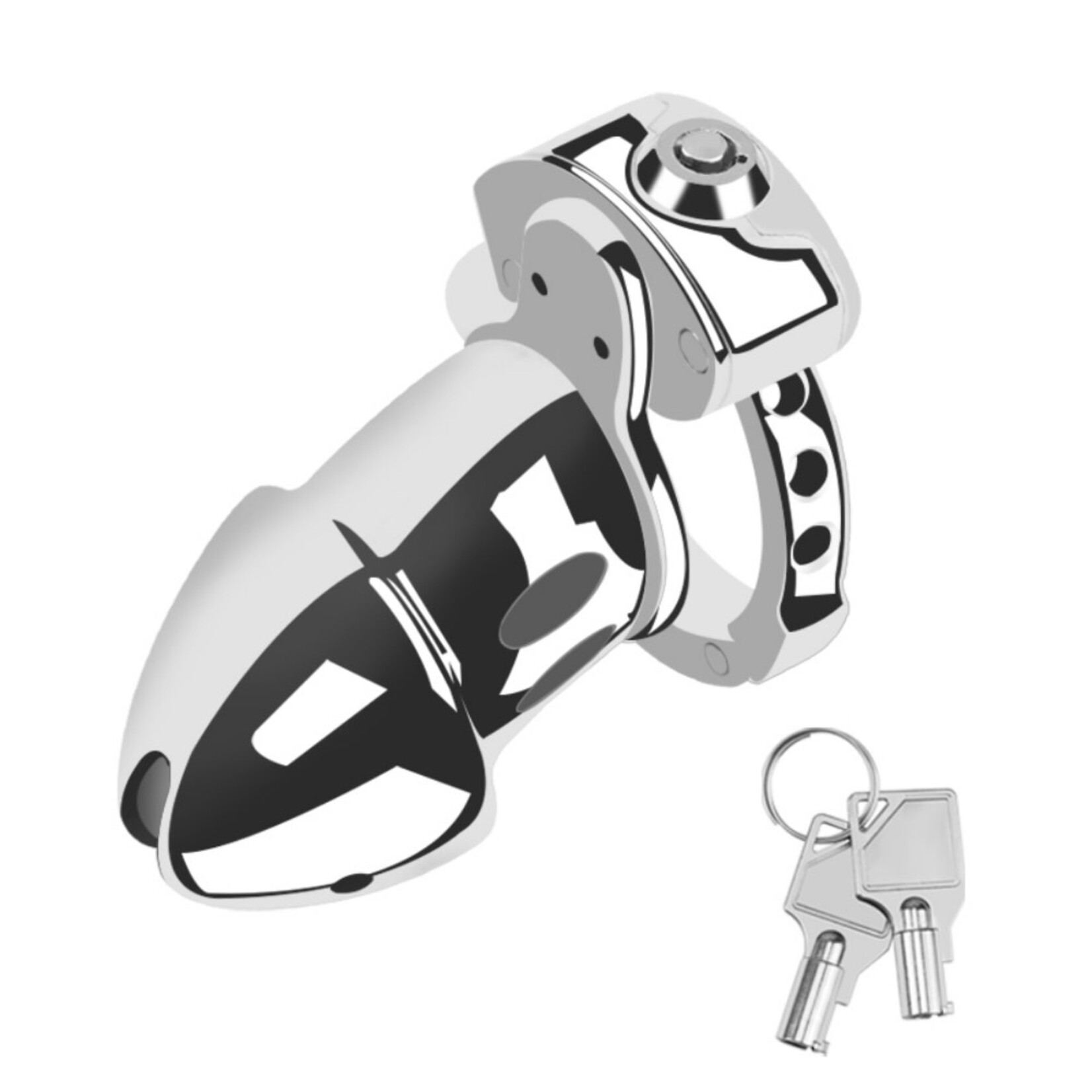 PASSION PLACE  STAINLESS STEEL CHASTITY CAGE LOCK - 4.3" SECURE MALE DEVICE WITH KEYS & STORAGE BAG