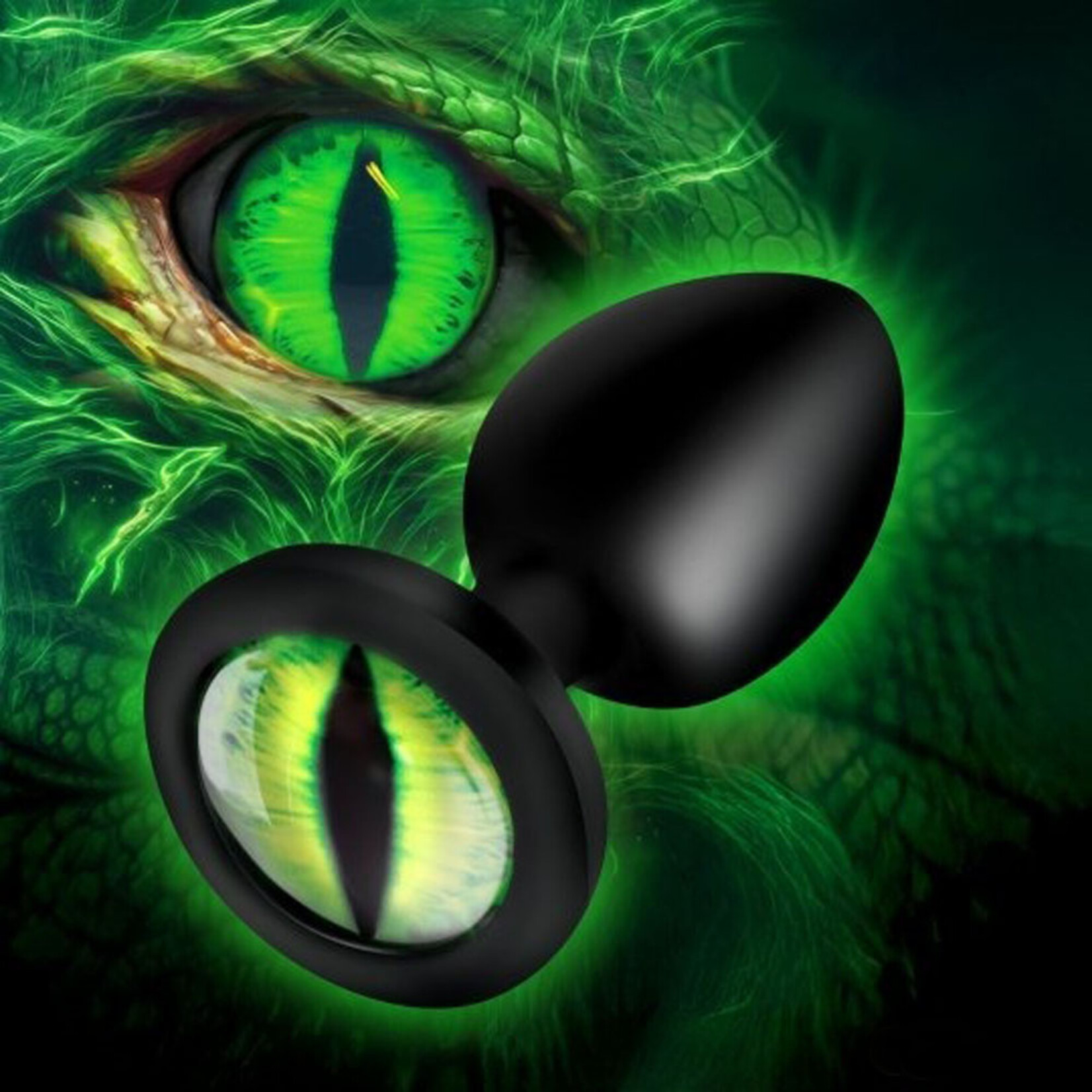 PASSION PLACE 2.84 INCH GREEN EYE BASE WATERPROOF SILICONE BUTT PLUG WITH GIFT BOX