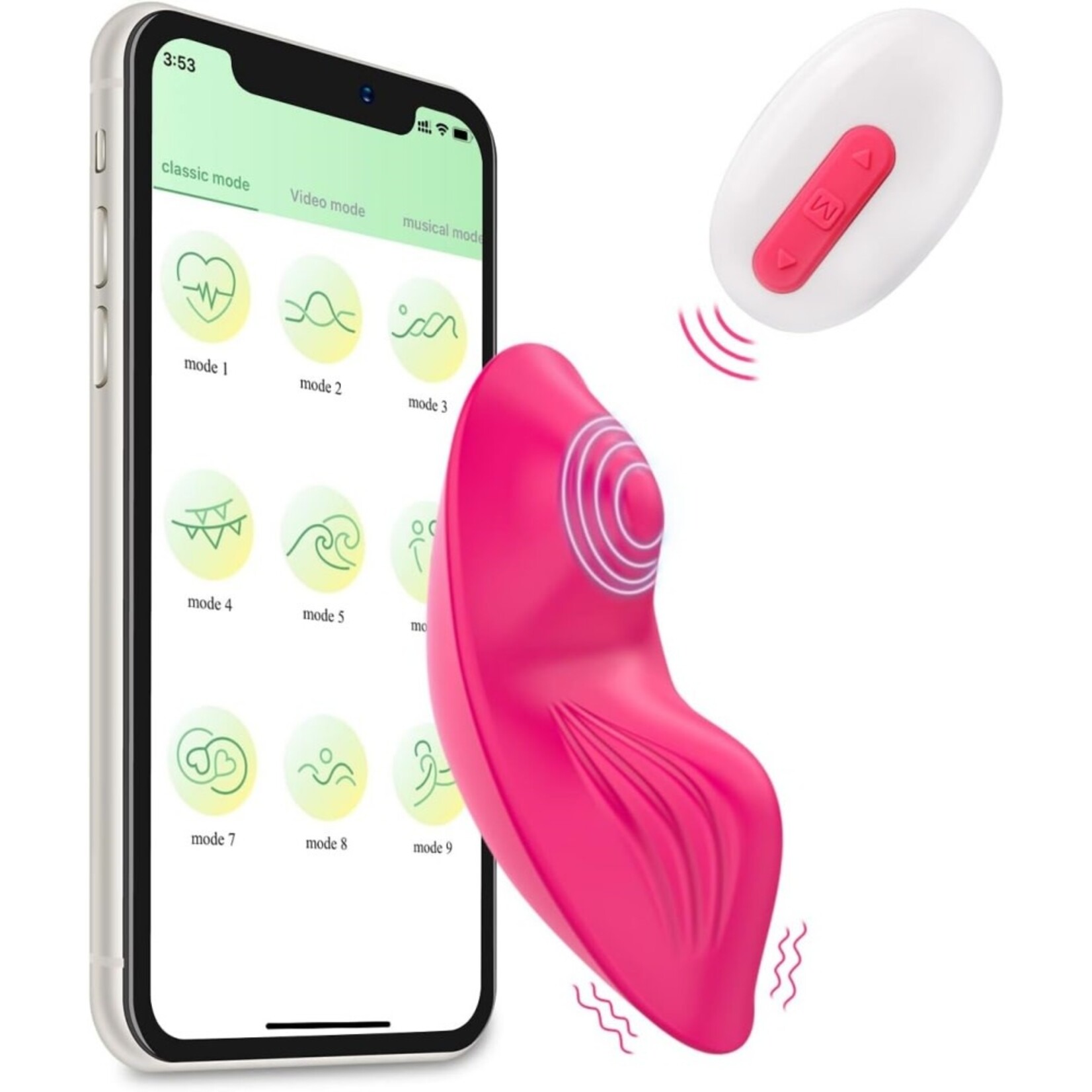 PASSION PLACE 9-SPEED MAGENTA APP-CONTROLLED AND REMOTE-CONTROLLED RECHARGEABLE SILICONE WEARABLE PANTY CLITORAL VIBRATOR
