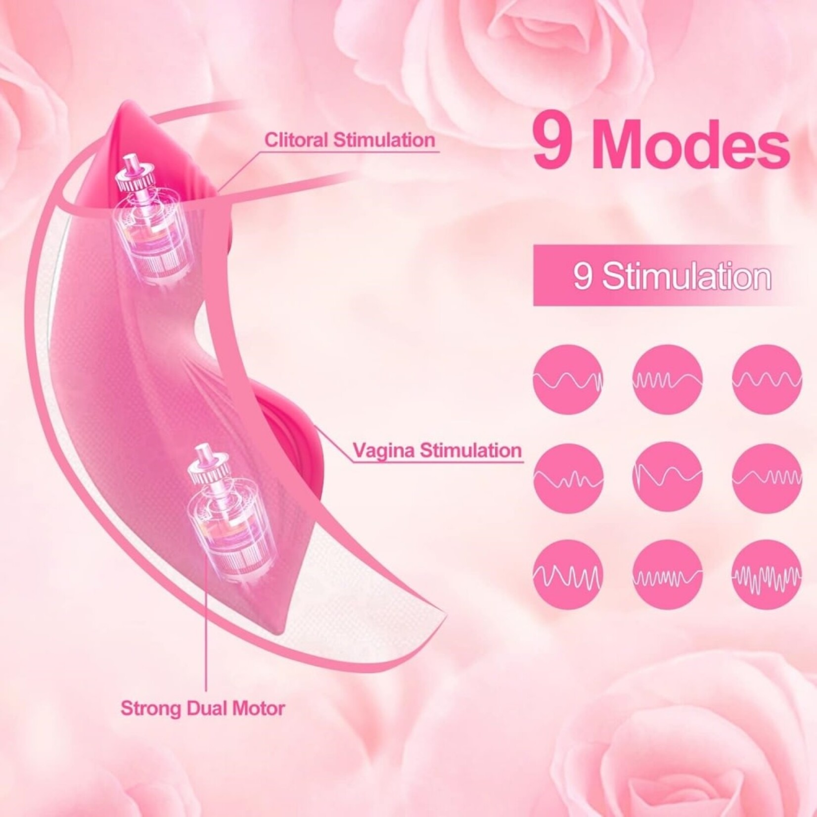 PASSION PLACE 9-SPEED MAGENTA APP-CONTROLLED AND REMOTE-CONTROLLED RECHARGEABLE SILICONE WEARABLE PANTY CLITORAL VIBRATOR