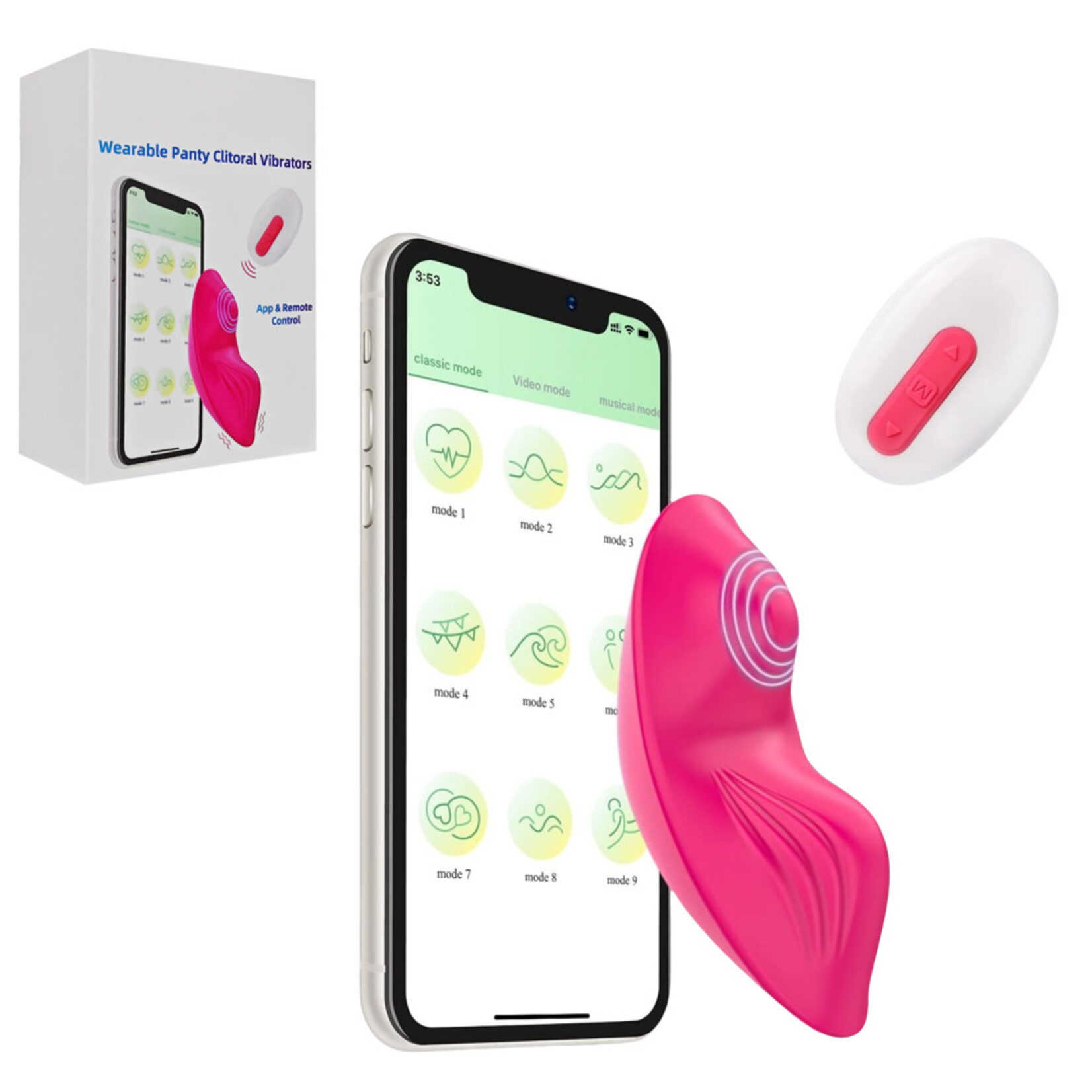 PASSION PLACE 9-SPEED MAGENTA APP-CONTROLLED AND REMOTE-CONTROLLED RECHARGEABLE SILICONE WEARABLE PANTY CLITORAL VIBRATOR