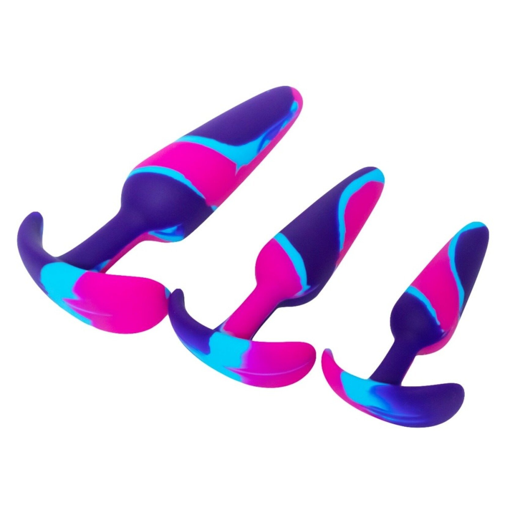 PASSION PLACE 3 SIZES RAINBOW SILICONE BUTT PLUG SET FOR BEGINNERS