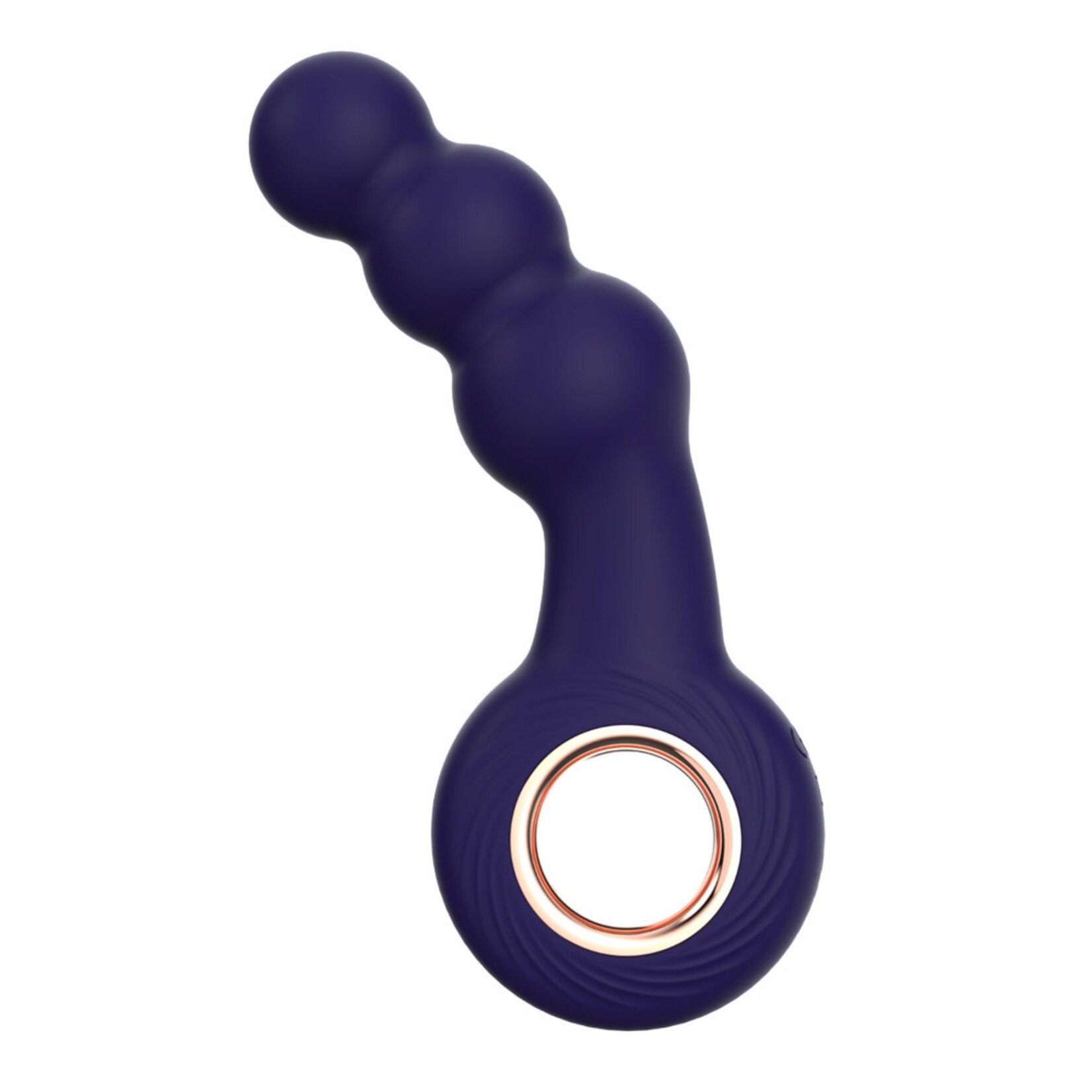 PASSION PLACE  5.91'' DARK PURPLE RECHARGEABLE WATERPROOF SILICONE BEADED ANAL VIBRATOR - 12-SPEED AND ERGONOMIC FINGER RING HANDLE