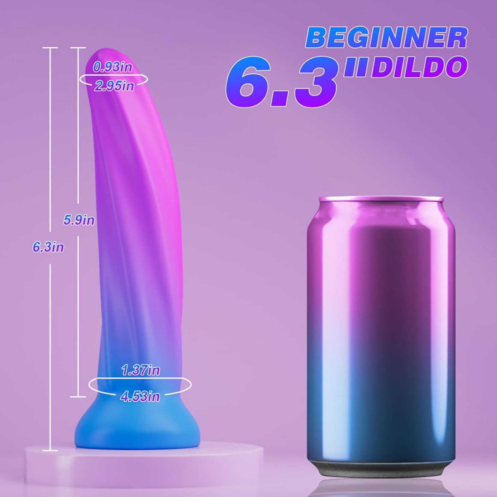 PASSION PLACE  6.30'' PURPLE + BLUE GRADIENT SILICONE DILDO