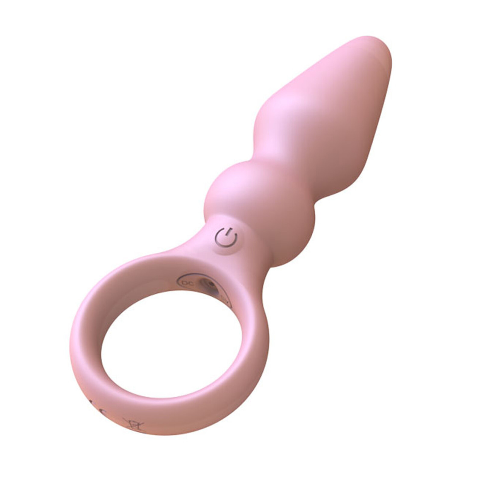 PASSION PLACE  4.93'' PINK RECHARGEABLE WATERPROOF SILICONE VIBRATING BUTT PLUG - 10-SPEED WITH FINGER-RING HANDLE DESIGN