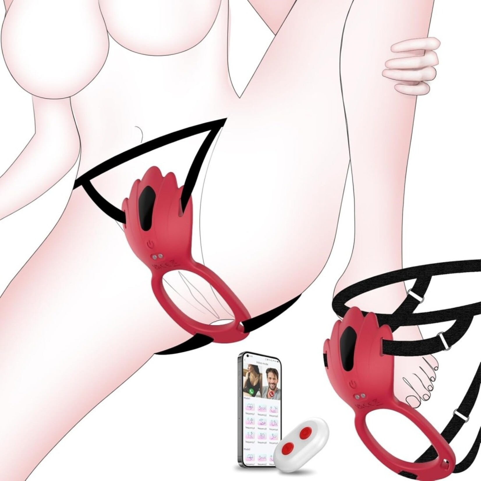 PASSION PLACE 9-MODE APP-CONTROLLED RED SILICONE RECHARGEABLE WEARABLE PANTY VIBRATOR