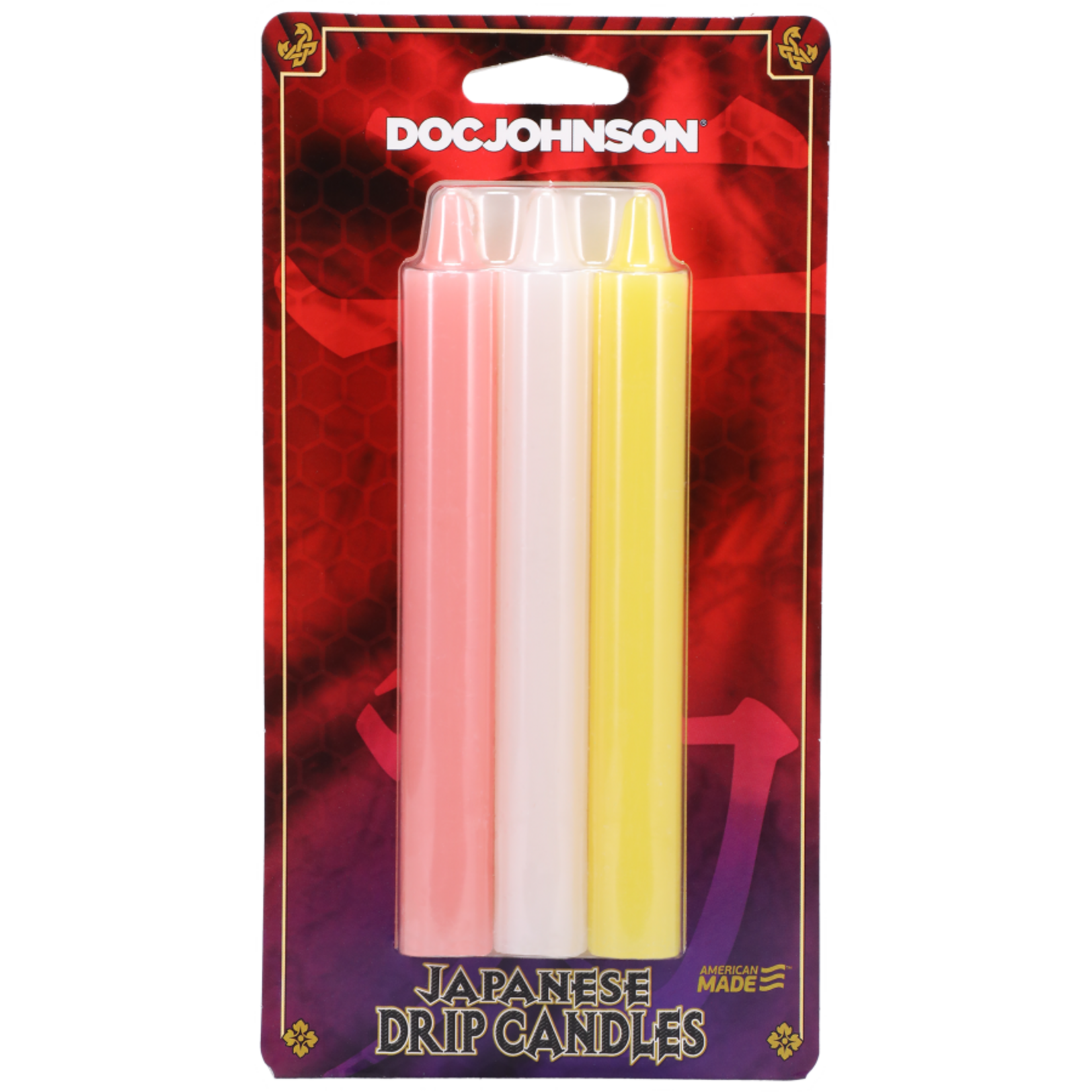 DOC JOHNSON JAPANESE DRIP CANDLES SET OF 3 PINK/WHITE/YELLOW