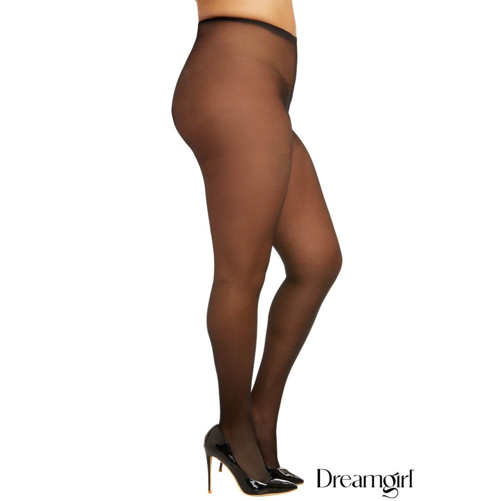 DREAMGIRL LINGERIE DREAMGIRL SHEER OPEN PANTYHOSE BLACK QUEEN