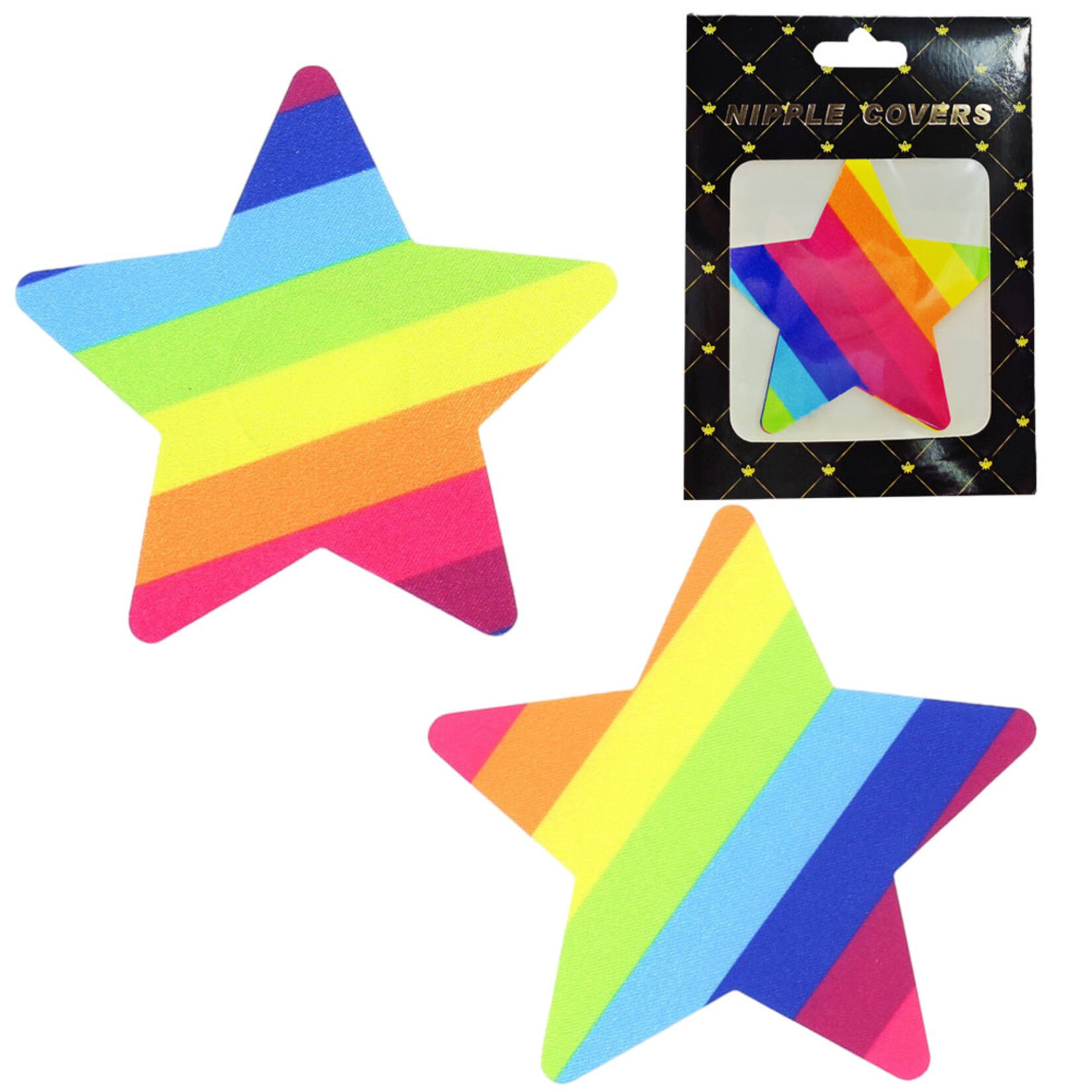PASSION PLACE PRETTY PASTIES - PRIDE STAR RAINBOW NIPPLE COVERS (PAIR)