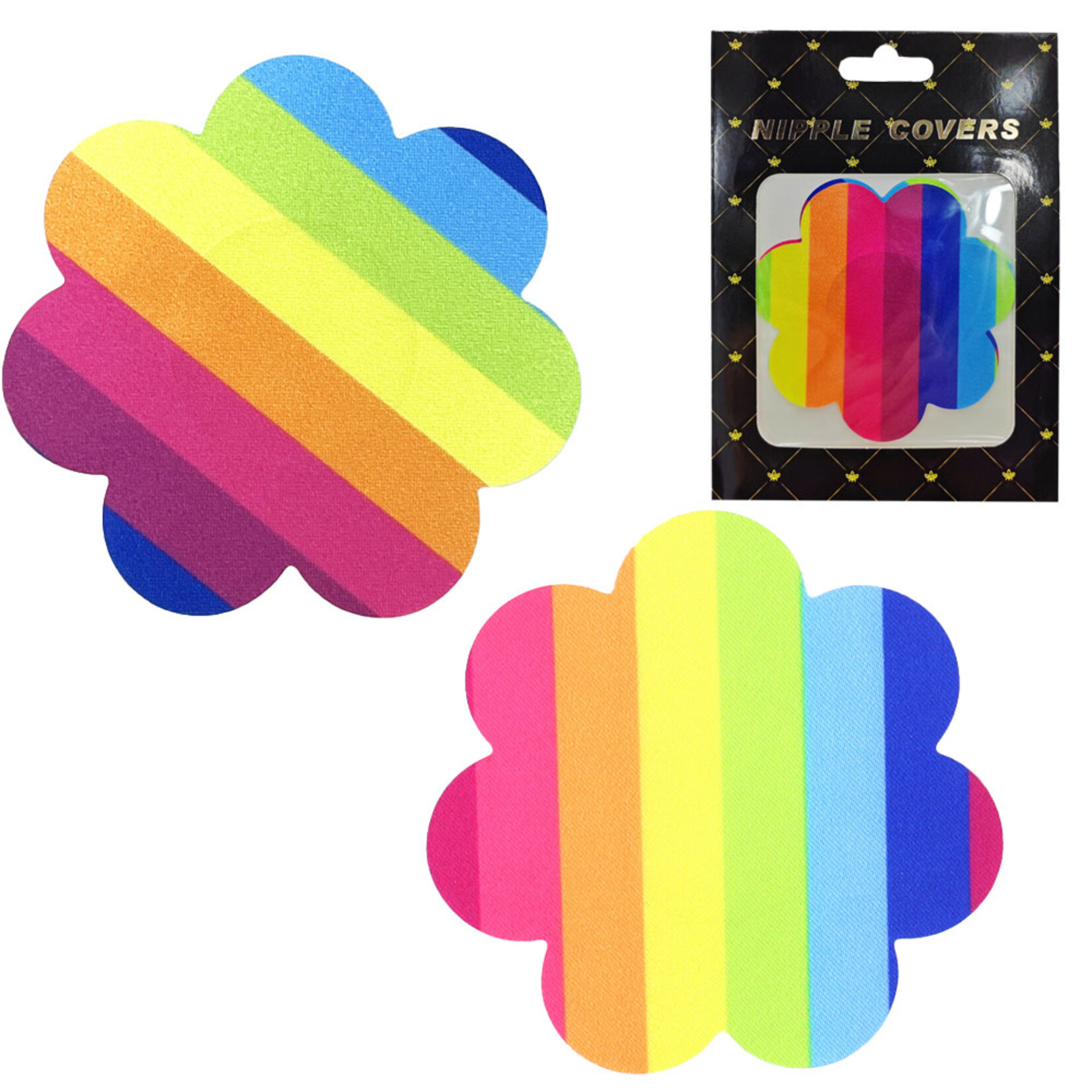 PASSION PLACE PRETTY PASTIES - PRIDE FLOWER RAINBOW NIPPLE COVERS (PAIR)
