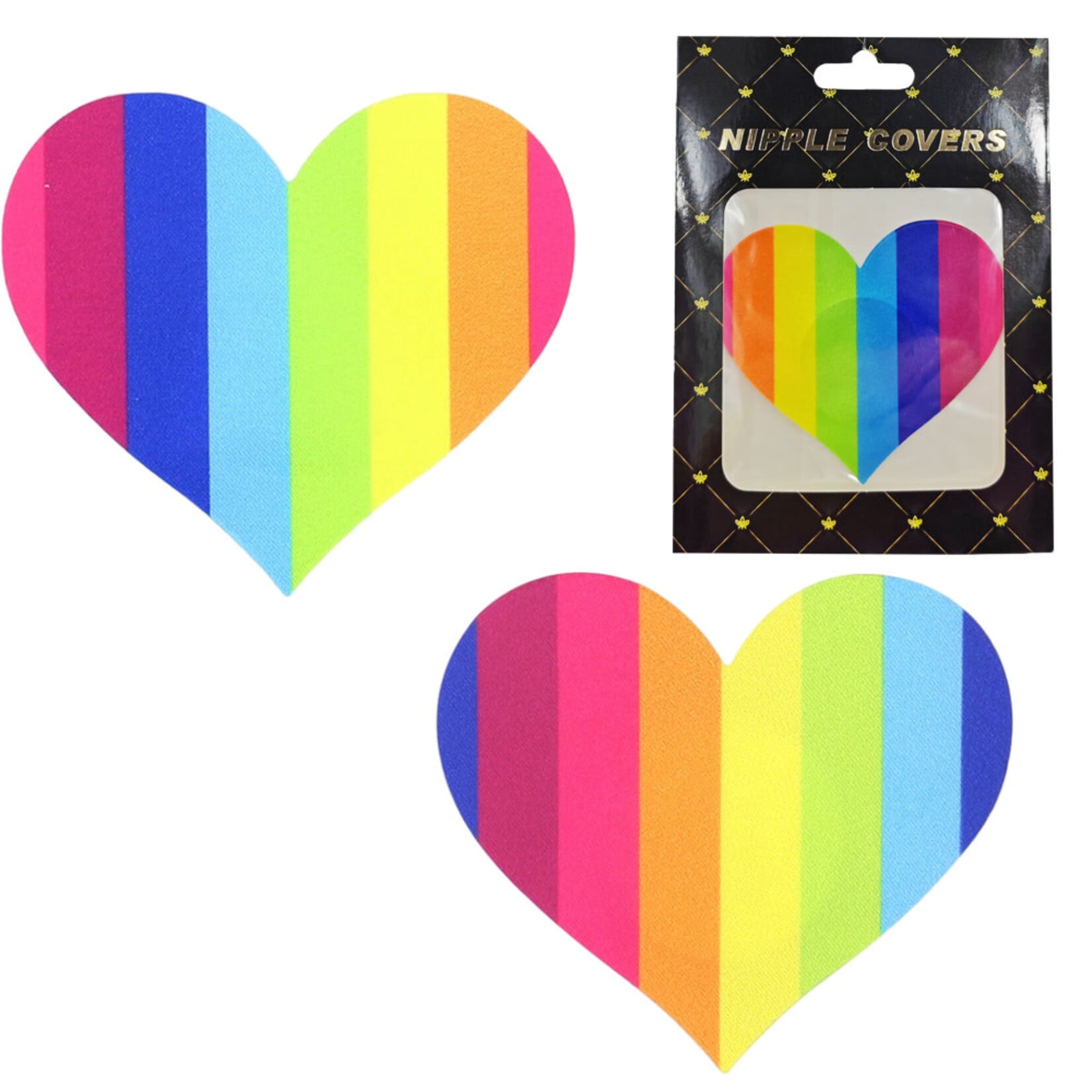 PASSION PLACE PRETTY PASTIES - PRIDE HEART RAINBOW NIPPLE COVERS (PAIR)