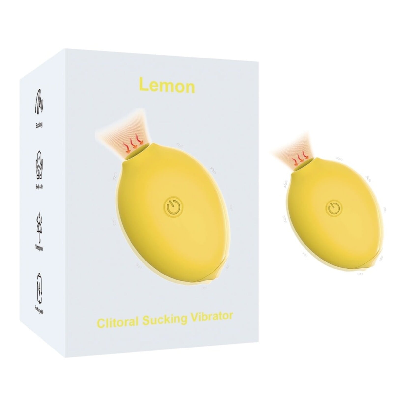PASSION PLACE 10-SPEED RECHARGEABLE SILICONE LEMON-SHAPED VIBRATOR WITH CLITORAL SUCTION FUNCTION