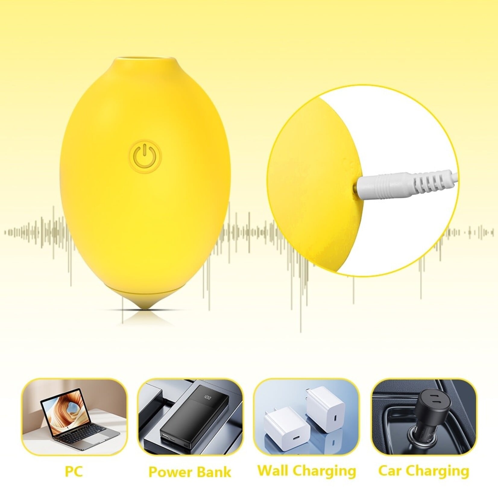 PASSION PLACE 10-SPEED RECHARGEABLE SILICONE LEMON-SHAPED VIBRATOR WITH CLITORAL SUCTION FUNCTION